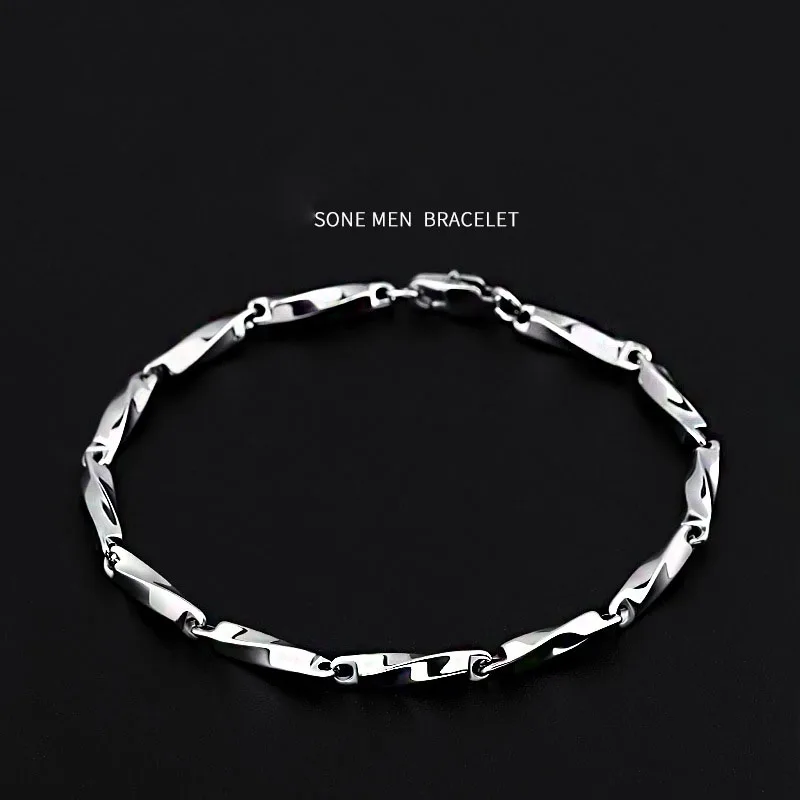 Mobius Ring Titanium Steel Bracelet Men's Hip-hop Jewelry Ins Twisted Stick Bracelet Men's Silver Punk Bracelet Accessories