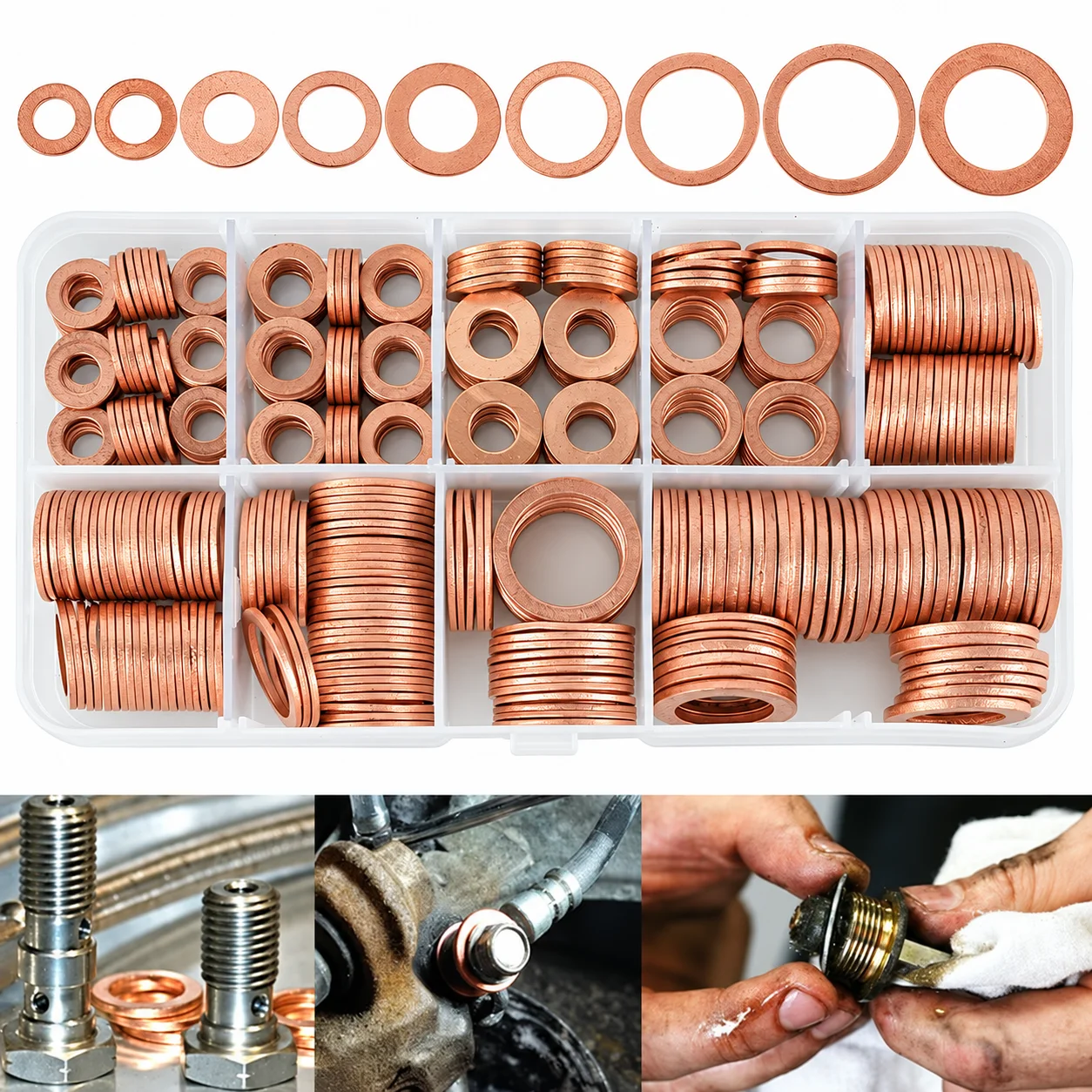 conjunto-de-200-pecas-de-arruelas-juntas-porcas-e-parafusos-de-cobre-–-ideal-para-tampoes-de-carter-–-inclui-caixa-e-tamanhos-variados-m5-m6-m8-m10-m12-m14