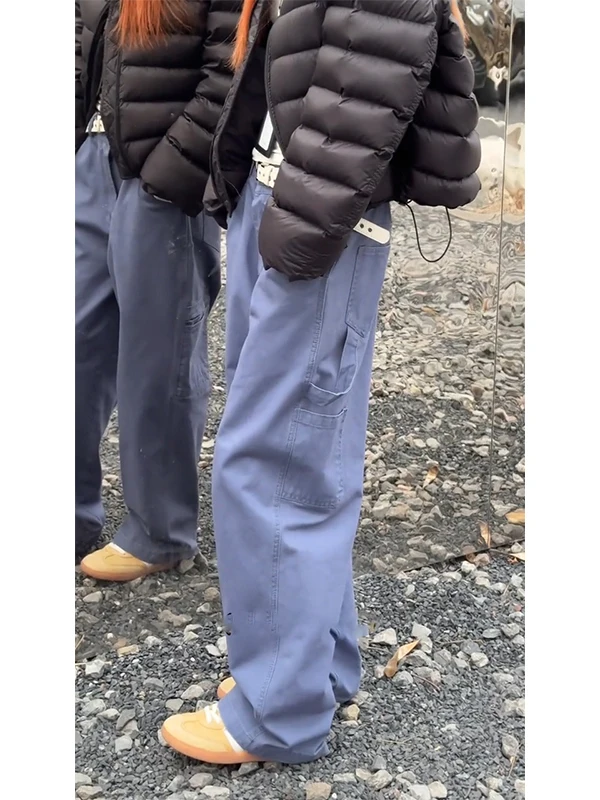 

American Waed Vintage Straight Leg Men's Jeans Casual Long Trousers Workwear Pants Logging Sle mid Waist Zipper Fly