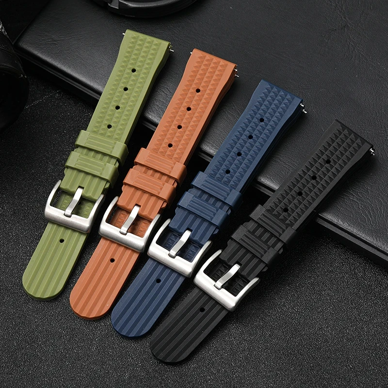 Premium Soft Rubber Waffle Watchband 20mm 22mm Fast Release Replacement Strap for Abalone for Sea Ghost for Monster