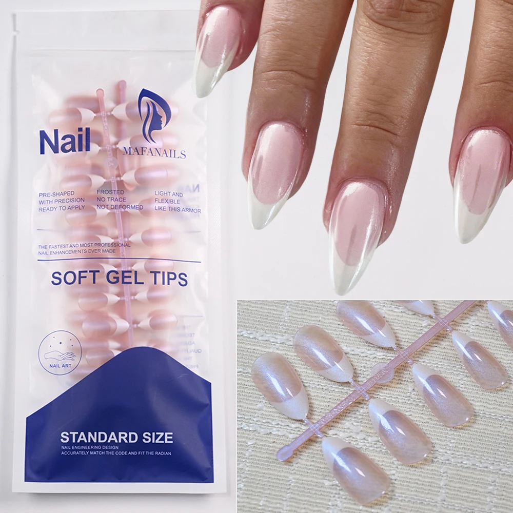 120 pezzi perlescenti trasparenti quadrati corti press-on unghia copertura completa trasparente lucido quadrato unghia del piede gel morbido punte per unghie delle donne