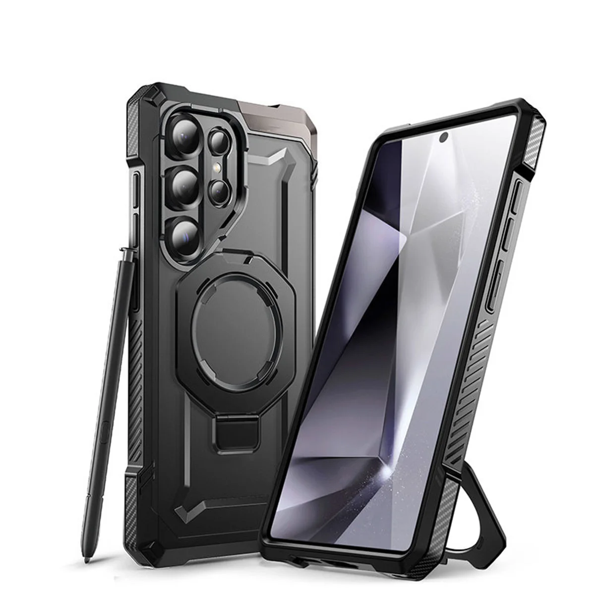 

For Samsung Galaxy S25 Ultra S25 Case Magnetic S Pen Friendly Military Grade Stand Translucent