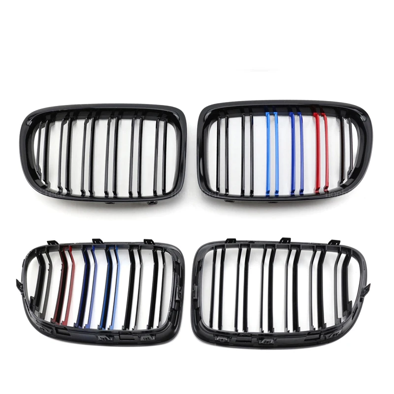 New Look Car Grille Grill Front Kidney Glossy 2 Line Double Slat For BMW X1 E84 2010-2015 Car Accessories High Quality