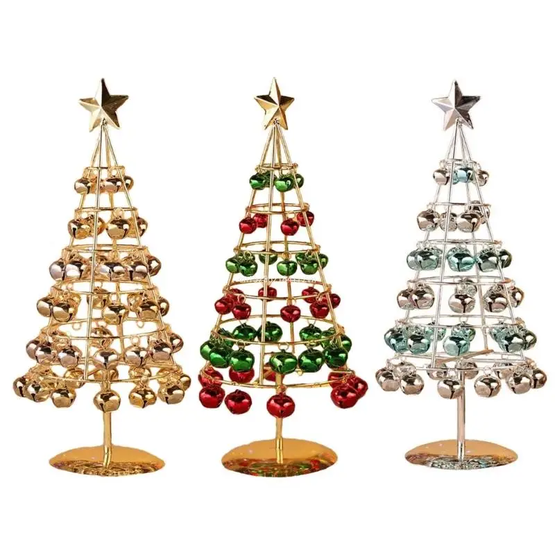 

39cm/15.4Inch Elegant Mini Metal Artificial Christmas Tree with Colorful Bells Festive Tabletop Decor Fine Dropship