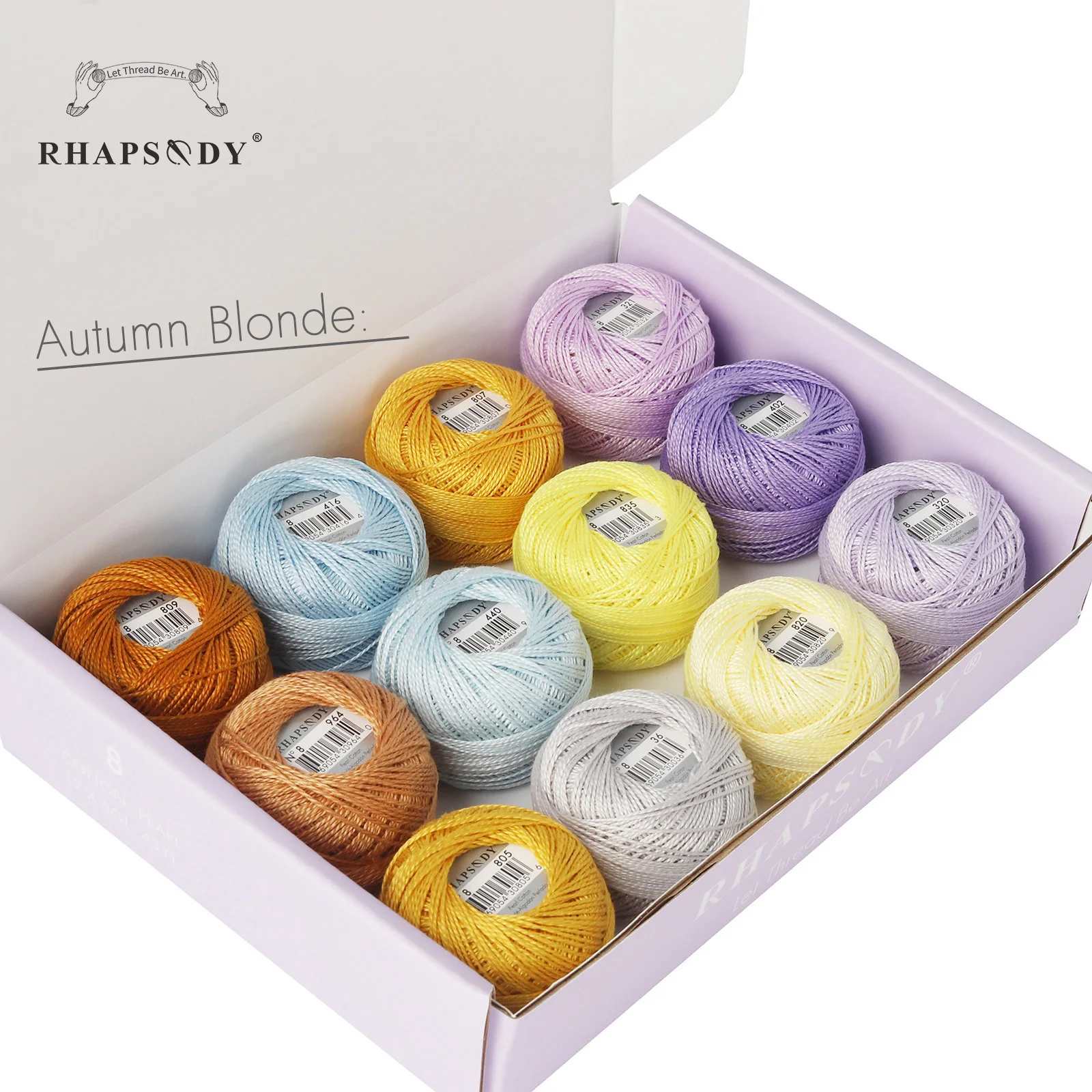 Rhapsody Größe 8, Häkelfaden, doppelt merzerisiert, lange Stapel, ägyptische Baumwolle, Perle, 12 verschiedene Farben, Set 43 Yards, 5 Gramm Kugel – Detail 19