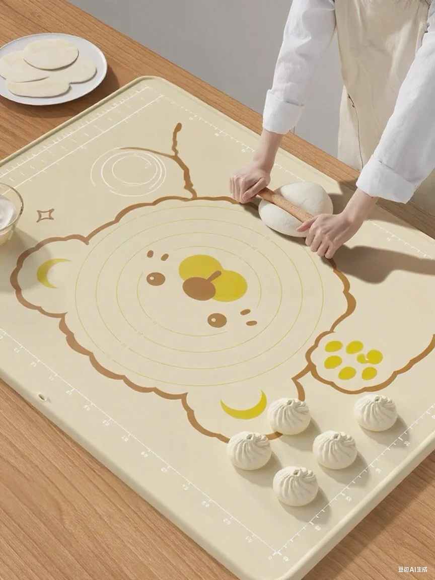 COOKER KING Ensemble de tapis à pâtisserie en silicone 60/70/80 cm – Tapis de pâte à pétrir antidérapant avec rouleau à pâtisserie, grattoir à pâte et marques de mesure