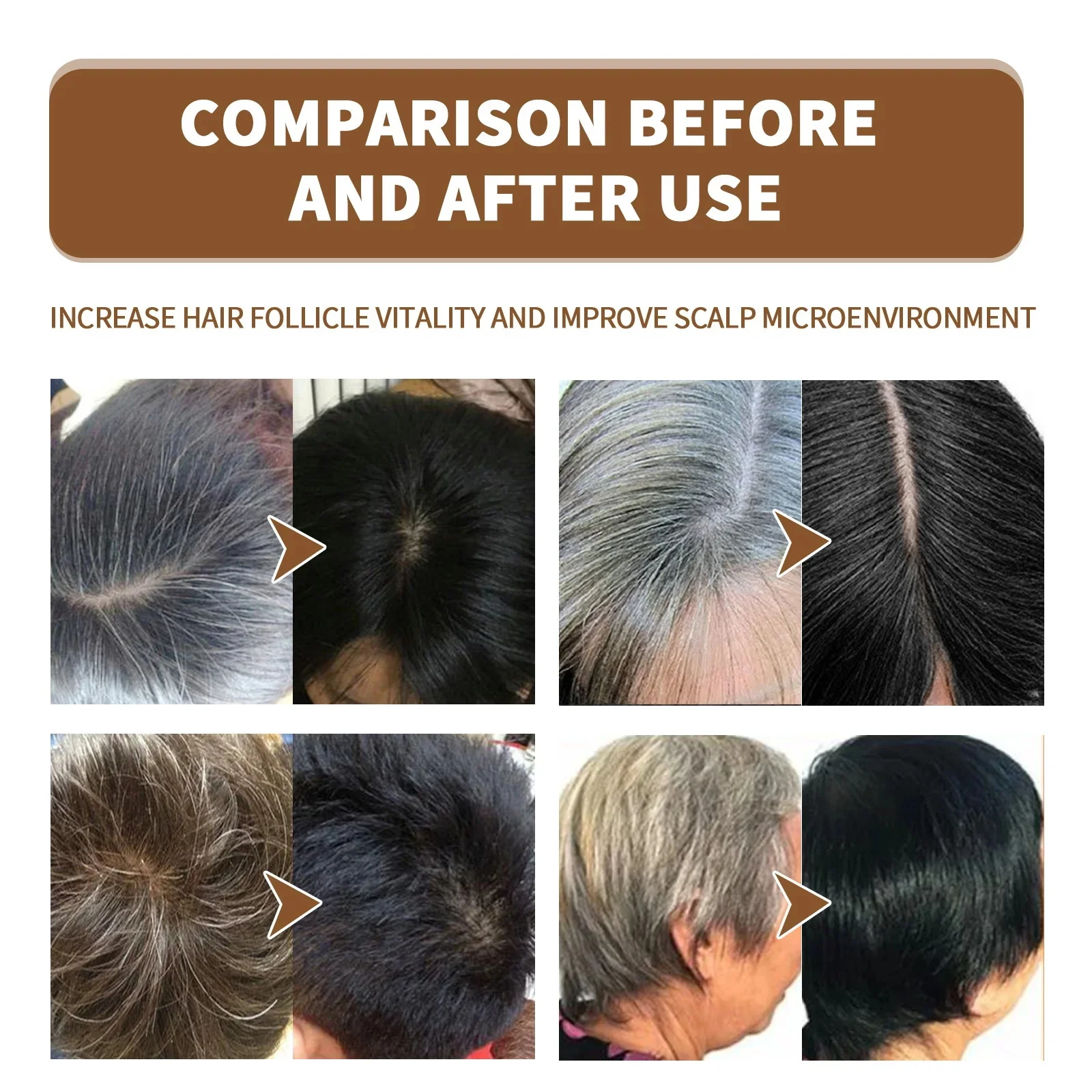 100ML Magic Natural Herbal Hair Dye Shampoo 3 in 1 Hair Color Shampoo for Gary Hair Dark Brown Black Women & Men Grey Coverage - view 5