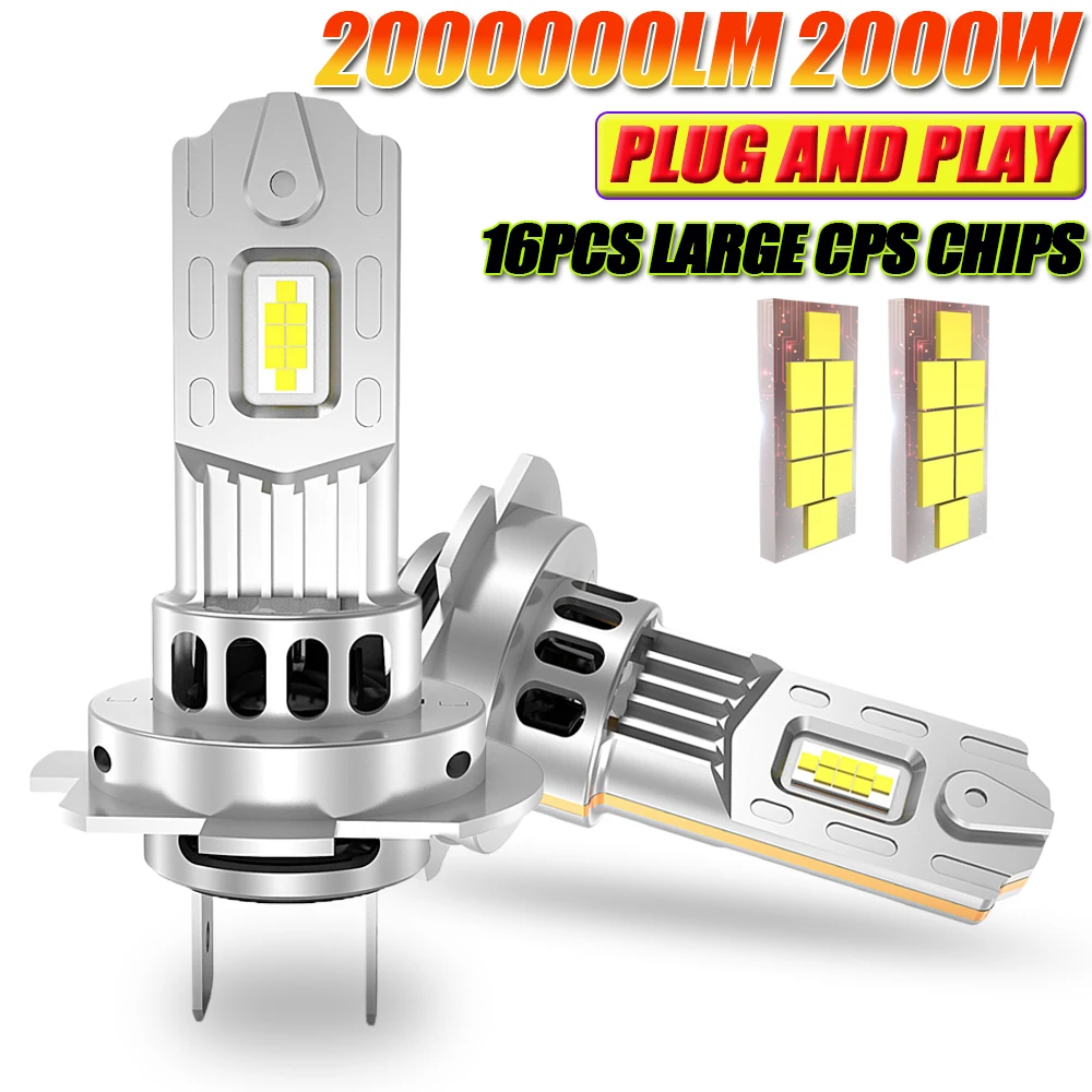 

H7 LED CANBUS Headlight Bulbs 2000W Super Bright Automobile Headlamp With Fan 6500K Wireless Diode Lamp for Car Fog Lights