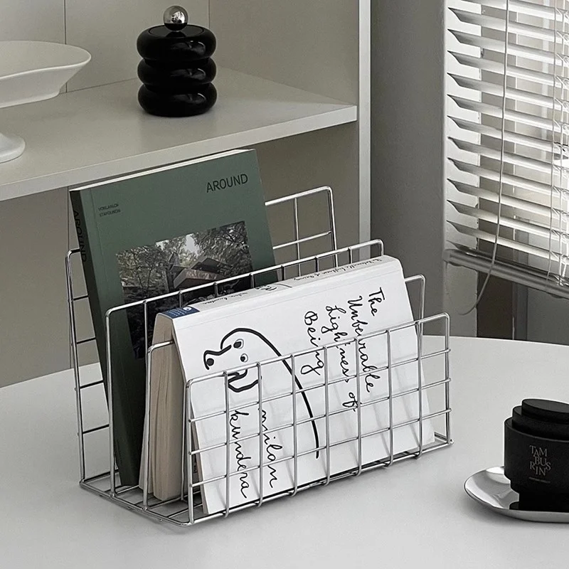 Desktop Magazine Books Storage Rack Newspaper Storage Holder Organisertable Bookshelf Multi-Functional Storage Basket