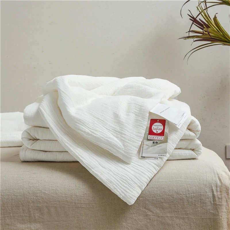 Edredones japoneses de algodón blanco puro, edredón para camas dobles, manta para camas de pareja, edredón frío para aire acondicionado, tamaño