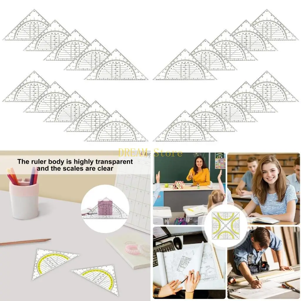 

10 шт. набор квадратов с транспортиром на 180 градусов, многофункциональный набор геометрии, квадрат, лучшая распродажа