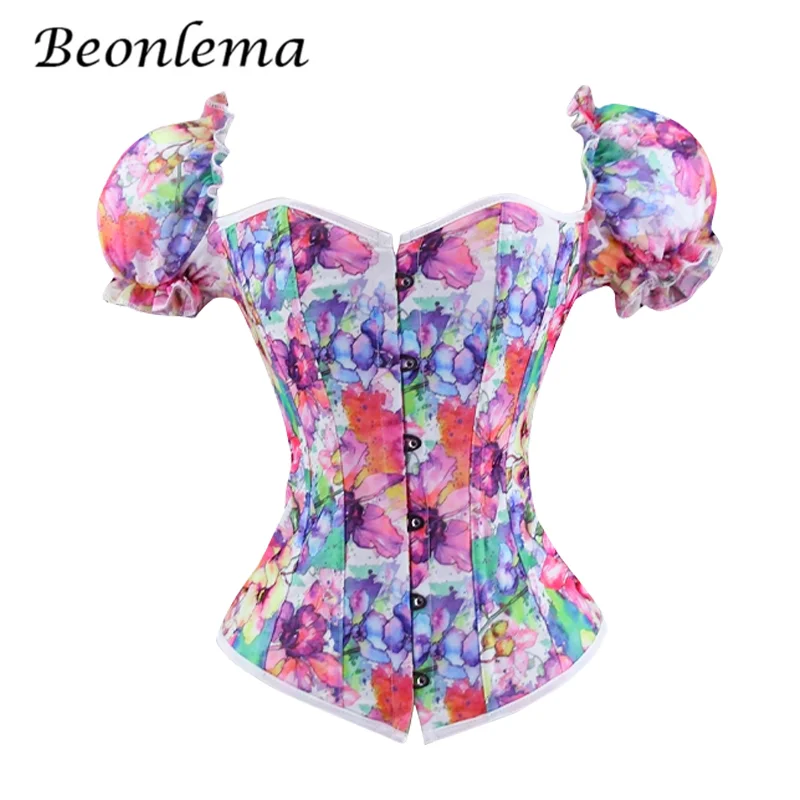 

Waist Shaper Corset Push Up Tummy Control Sexy Women's Lingerie Beautiful Flower Pattern Clothing Sweet Style Girl Bustier Tops