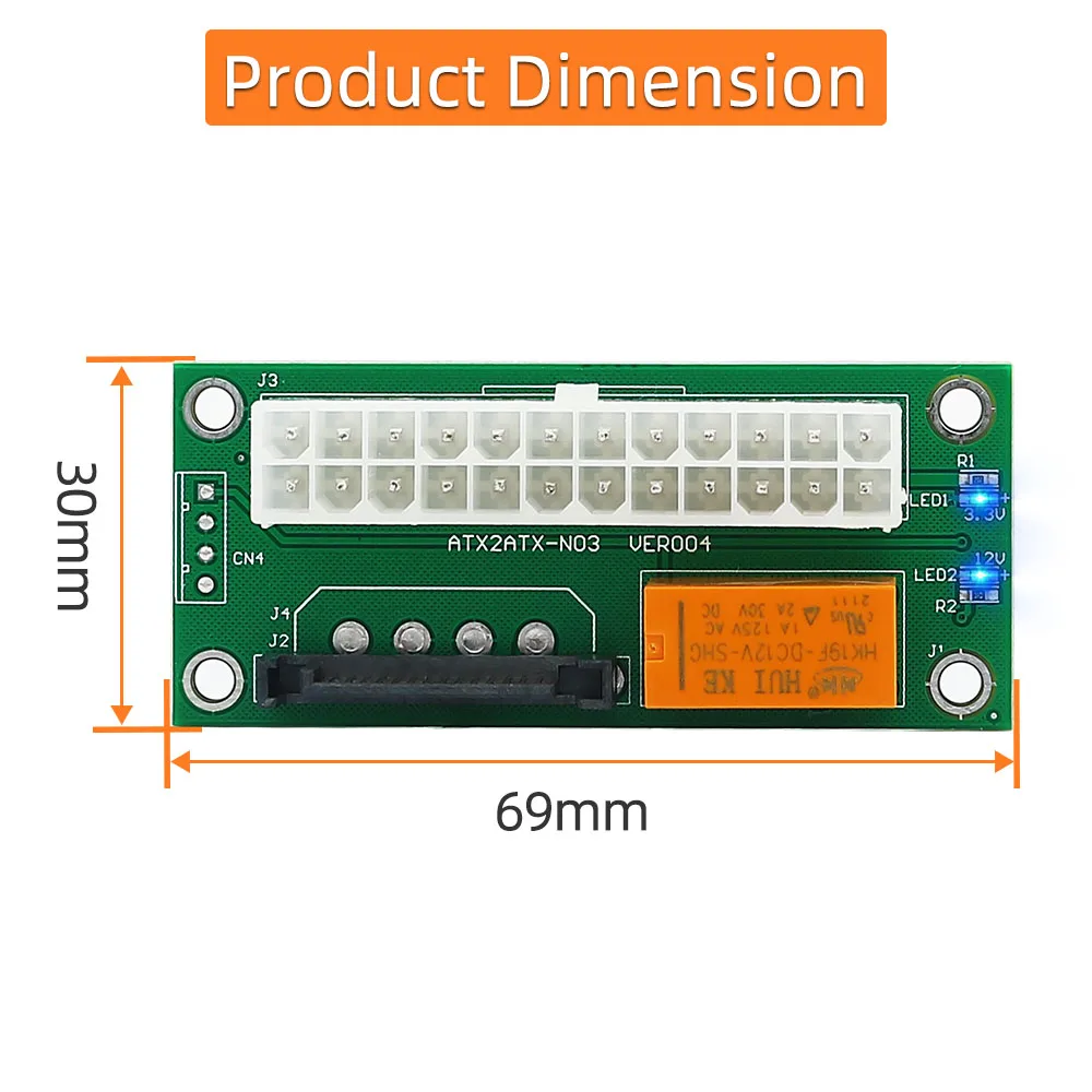 Adapter Dual PSU Power Supply Board Extender Cable Card with LED ATX 24Pin to SATA Sync Starter Add2psu for Graphics Card Mining