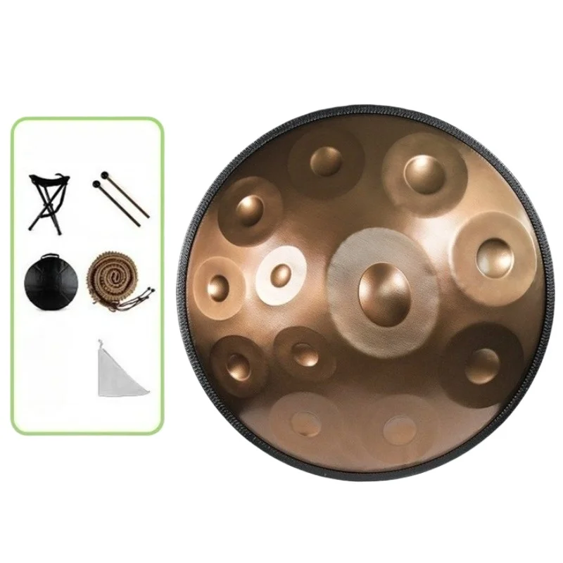 Stainless Steel HandPan Drum 22 Inch D Minor Professional HandPan 440HZ Handmade Meditation Hand Pan Vibrates Tone Percussion