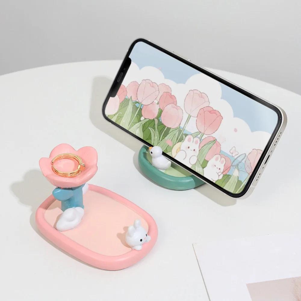 

Desktop Stand Rabbit Mobile Phone Stand Tulip Phone Support Resin Phone Holder Resin Cute Cell Phone Bracket Small Gifts
