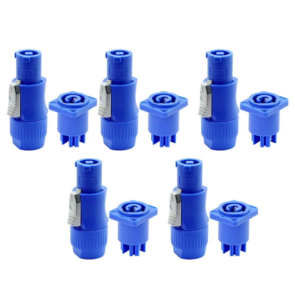 3 PIN AC Powercon Connector Male Plug NAC3FCB AC Power Plug 20A/250V for Stage Light LED Screen Blue