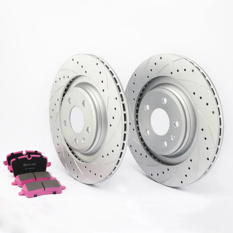 Original Drilled and Sollted Brake Rotor Kits High Carbon Aolly Rear Wheels with HP2000 Brake Pads for Audi Q5