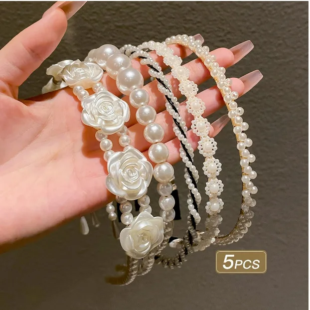 

Cross-border new style pearl hairband for women, high-end French retro chic headband, elegant fairy-like head accessory