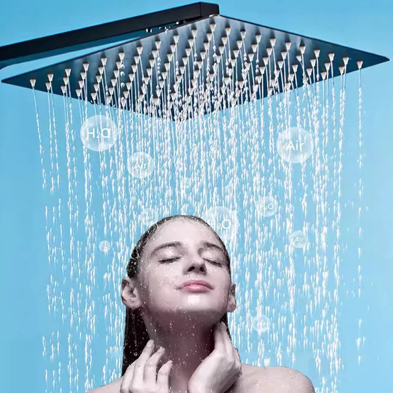 

8" 10" 12" Black Silver Golden Stainless Steel High Pressure Waterfall Shower Head Large Flow Pressure Boosting Bathroom Shower