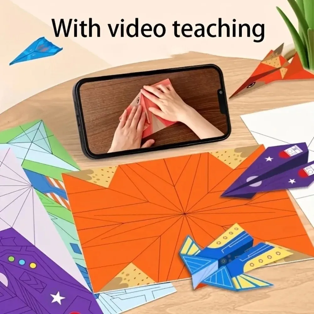 36 Sheets 3D Origami​ Paper Airplane Origami Set 12 Models ​Colored Papers​ STEM Science Kit Handmade Craft Kit