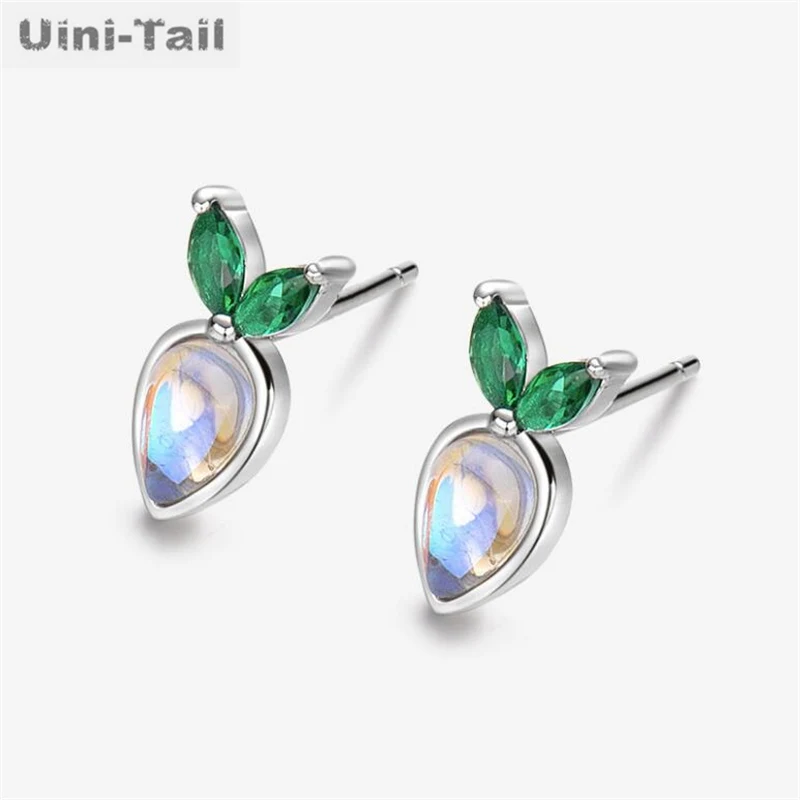 Uini-Tail Hot Selling New 925 Tibetan Silver Colored Carrot Earrings Simple and Small Children's Fun Cute Radish Earrings JK434