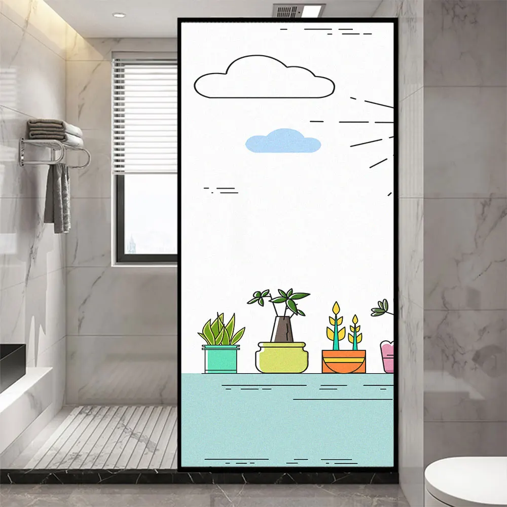 

Privacy Glass Window Film Cartoon Pattern Static Clings Decoration Stickers Sun Blocking Anti-UV for Glass Door Film