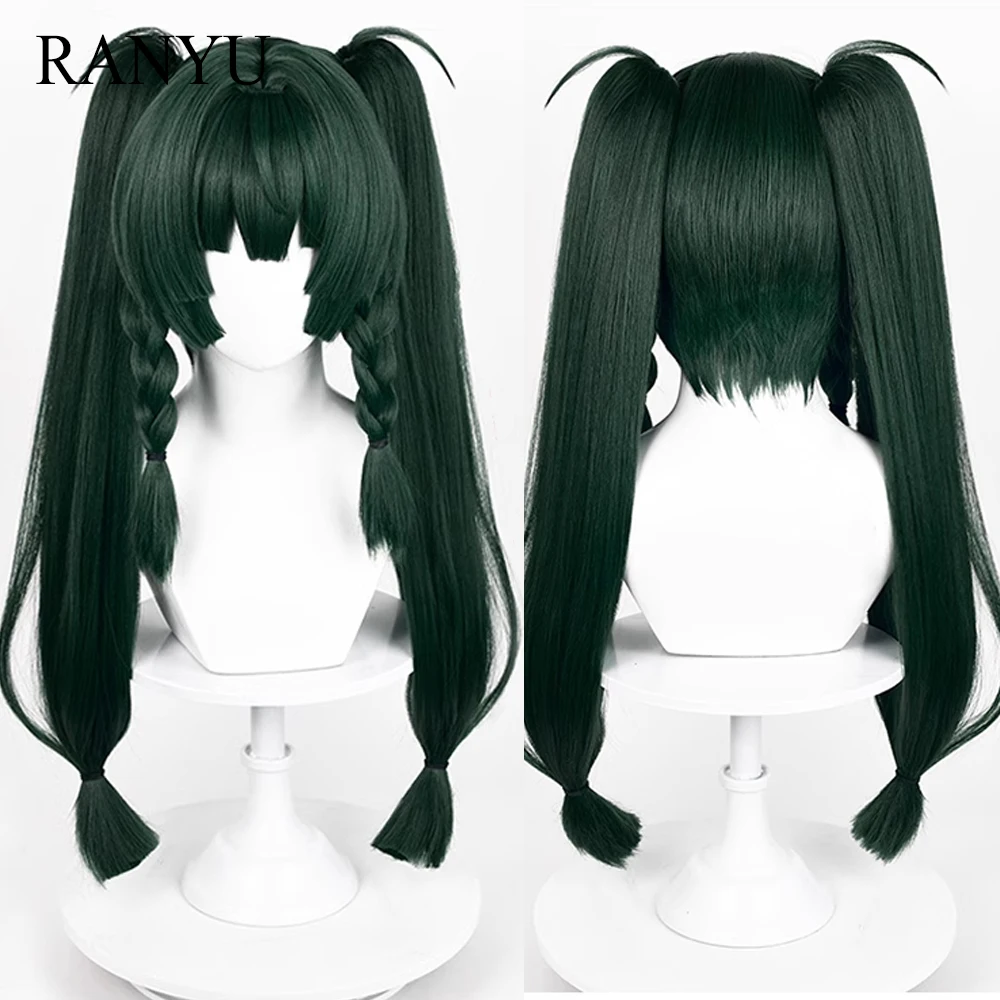 

Zenless Zone Zero Qingyi Wig Synthetic Long Straight Ponytail Clip Green Fluffy Heat Resistant Wig for Daily Party