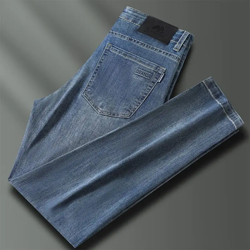 Men's Loose Straight Leg Jeans Nostalgic Blue Classic Retro Daily Casual High Quality Pants