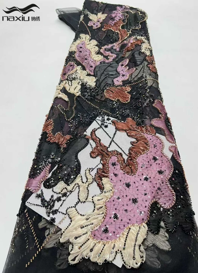 

Madison African Nigerian Beaded Emboridery Lace 2026 High-End Luxury French Sequin Net Lace Fabric For Wedding Party Dress Women