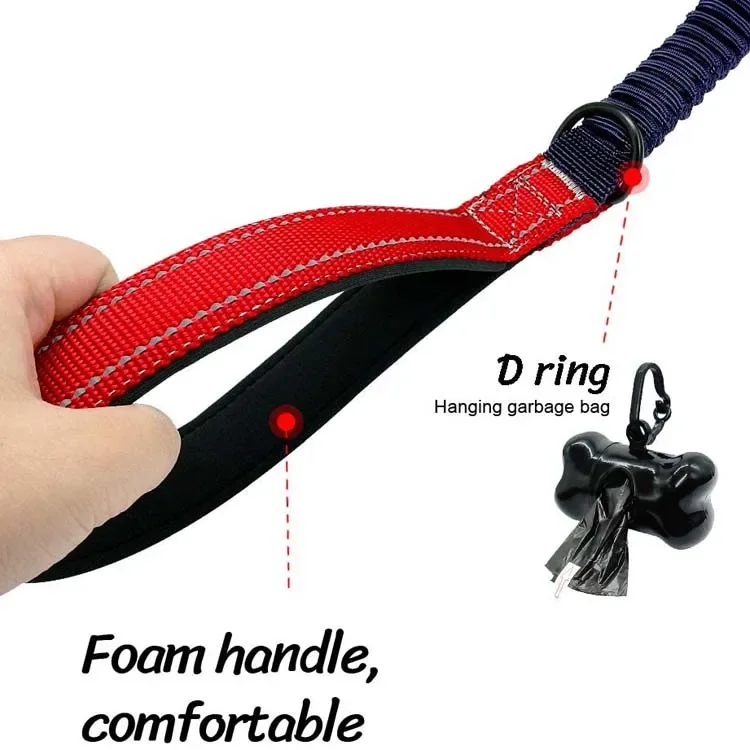 Reflective Dog Walking Leash with Anti-Pull Bungee,Shock Absorption Train Leash with Double Padded Handles