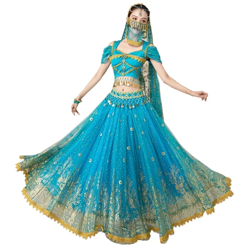 

Festival Halloween Cosplay Bollywood Clothing Indian Dance Embroidery Jasmine Costume Party Role Play Jasmine Princess Costume