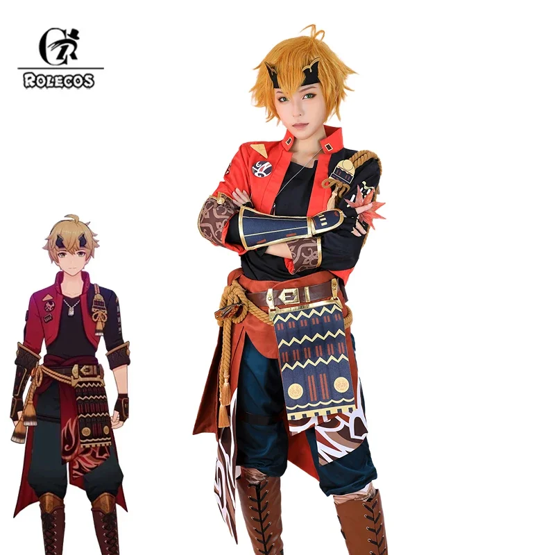 ROLECOS Game Genshin Impact Tohma Cosplay Costume Thoma Cosplay Costume for Man Halloween Cosplay Full Set with Headwear