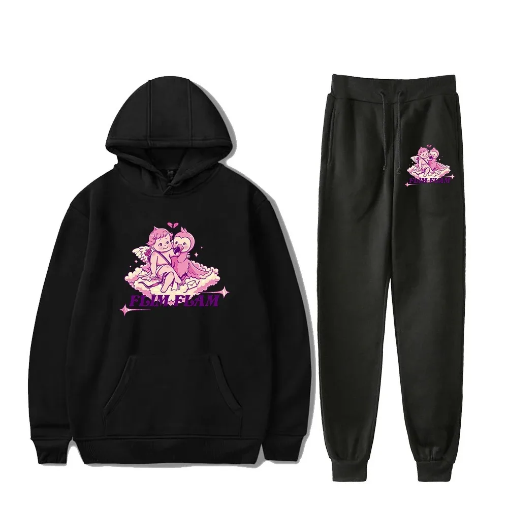 Flamingo Flim Flam Cupido Hoodie Jogger Calças Two Piece Set Moletons + Moletons 2024 Estilo Casual Ternos das Mulheres  Homens