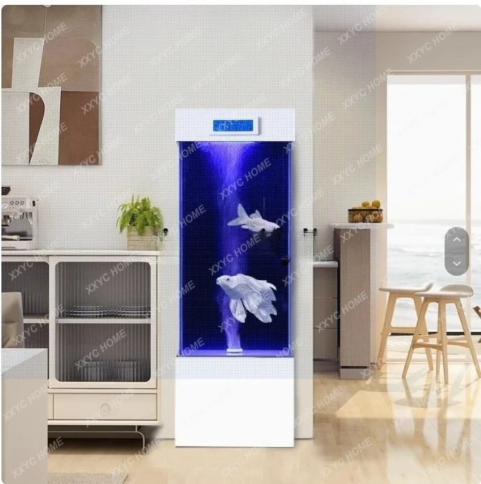 

Маленький и средний бытовой резервуар от пола до потолка, сверхбелое стекло, фильтрация и оксигенация, встроенный резервуар для золотых рыбок.