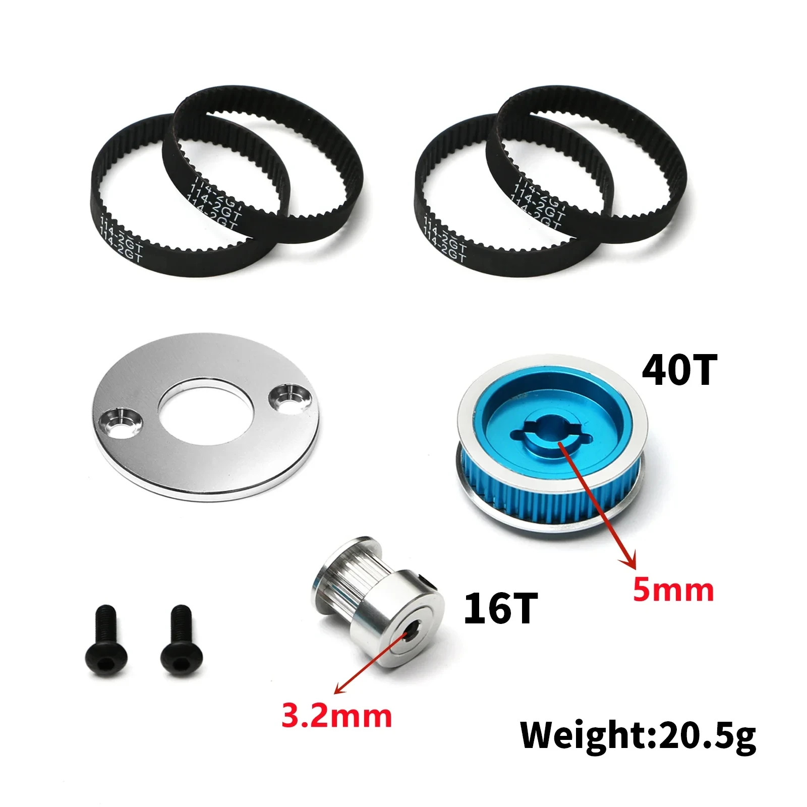 Sistema de engranajes de transmisión TT02, transmisión por correa de bajo ruido, piezas de actualización modificadas para Tamiya TT02 TT-02 1/10 RC Car, 16T, 40T