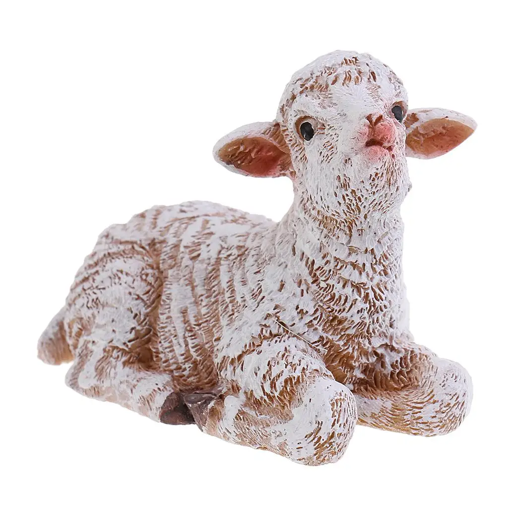 Fairy Garden Sheep Figurine Resin Miniature Statue for Terrarium Moss DIY Decor Lawn Ornament Outdoor Yard Patio Home Table
