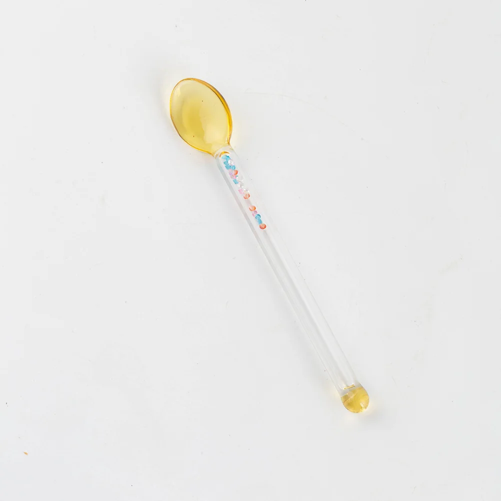 

4Pcs Dessert Spoon Adorable Handle Glass Milk Coffee Tea Spoon Resistant Easy Clean Wide Usage Cake Watermelon Party