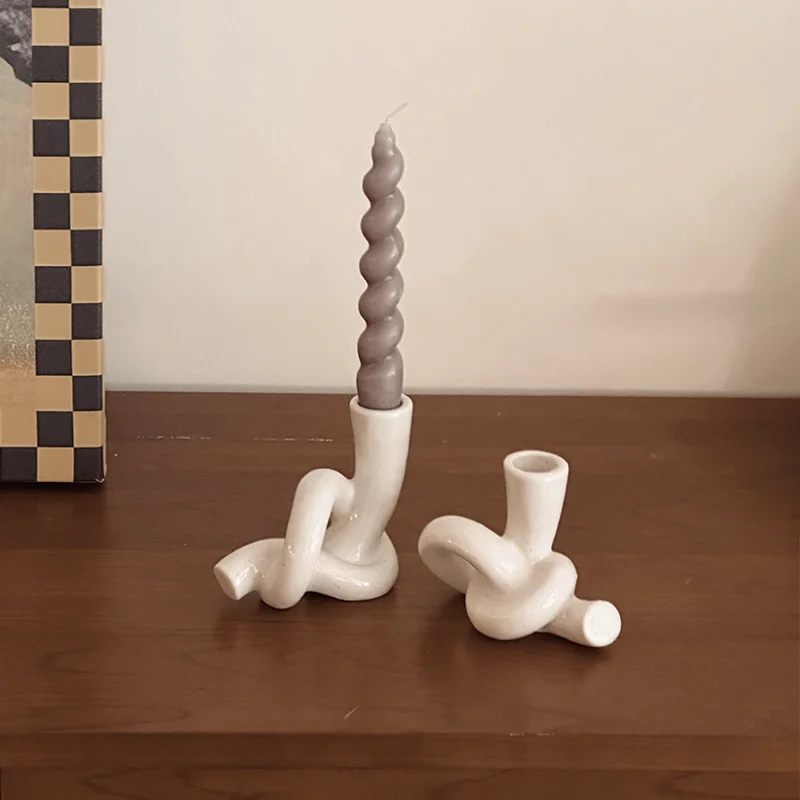 

Керамический подсвечник, Современное украшение для дома, подсвечник в виде узла, подсвечник в скандинавском стиле, украшение для свечи, свадебные аксессуары