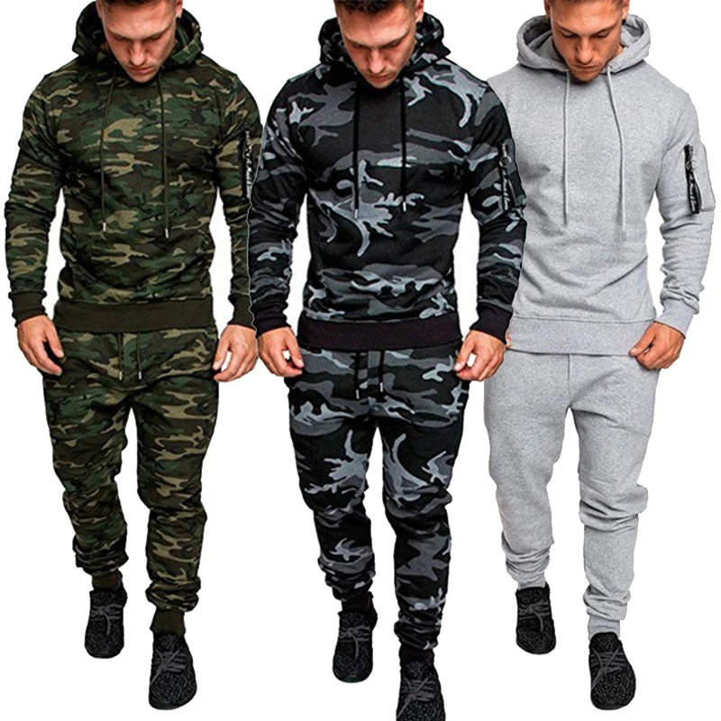 

New Men's Camouflage Tracksuit Sport Hoodies Pants Two Piece Set Outdoor Sports Suit Casual Jogging Suit Sweatshirts