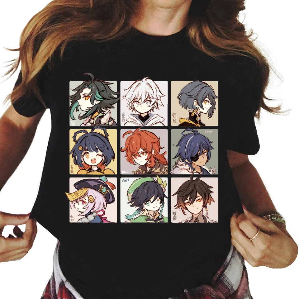 

Новинка 2023, женская футболка Genin Impact с аниме-принтом ort Sve, дизайн Cus, ручная роспись, доступна настройка