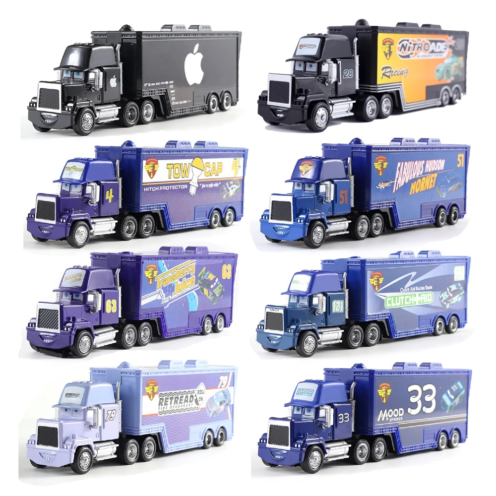 Disney Truck Doc Hudson Black Apple No: 4,33,63,79 Container Truck 1:55 Die Casting Model Car Truck Toys Birthday Gifts