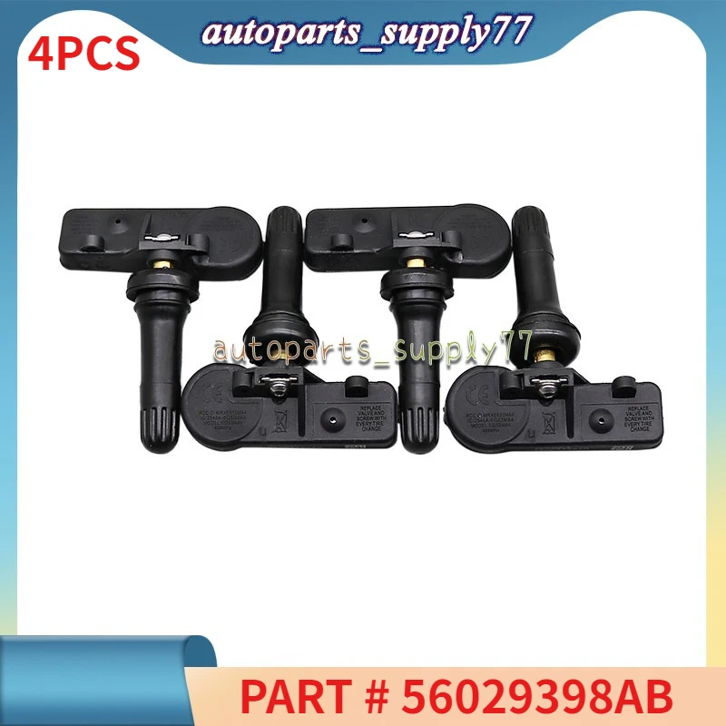 

4PCS 56029398AB TPMS Tire Pressure Sensor 433MHz For Dodge Challenger Charger Durango Grand Caravan Chrysler 300 Jeep Wrangler