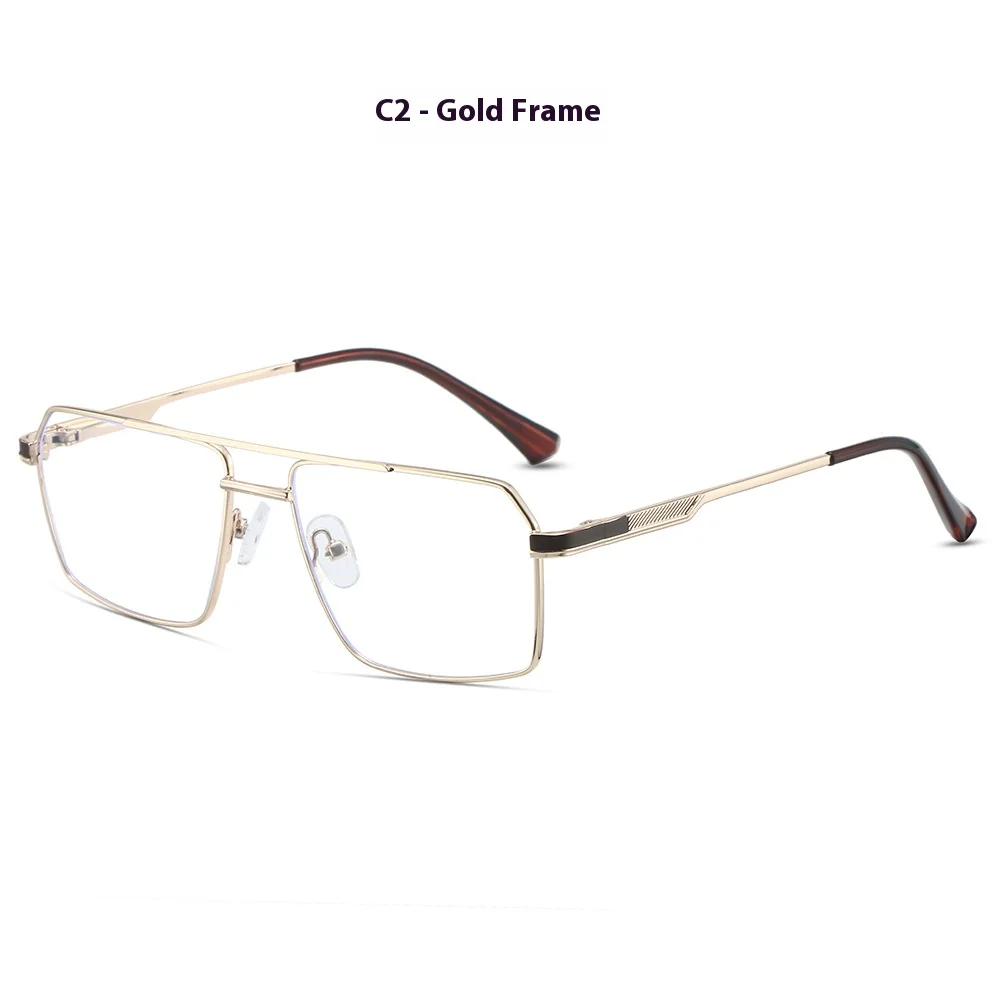 Новые мужские металлические очки в большой оправе с двойным лучом и плоским зеркалом в стиле ретро, можно установить с оправой для очков с блокировкой синего света для близорукости