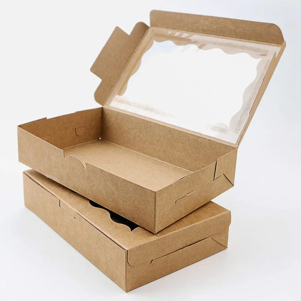 20 szt. Pudełek z papieru kraft z przezroczystym okienkiem na ciasta, ciasteczka, desery, opakowania na wyroby piekarnicze, pudełka na ciasta, opakowania na czekoladki