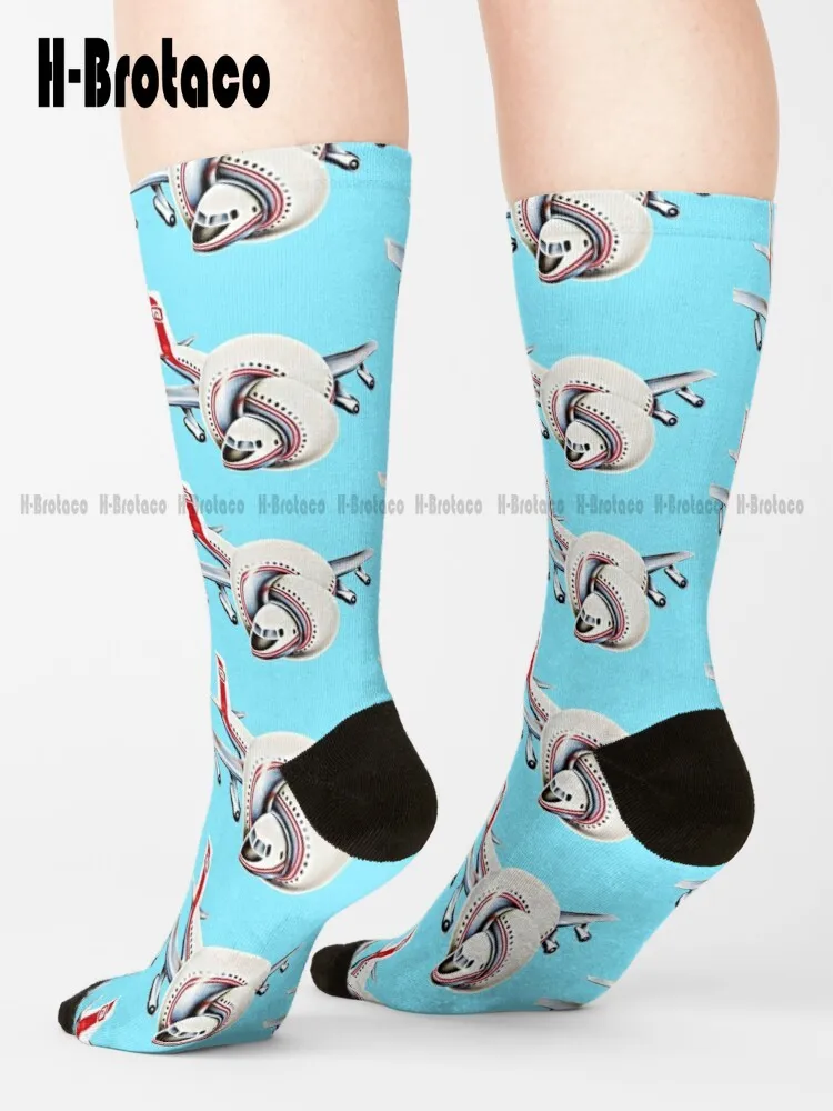 Airplane Airplane 80S Movie Retro Vintage Funny Socks Womens White Socks Comfortable Best Girls Sports Custom Gift Harajuku Art