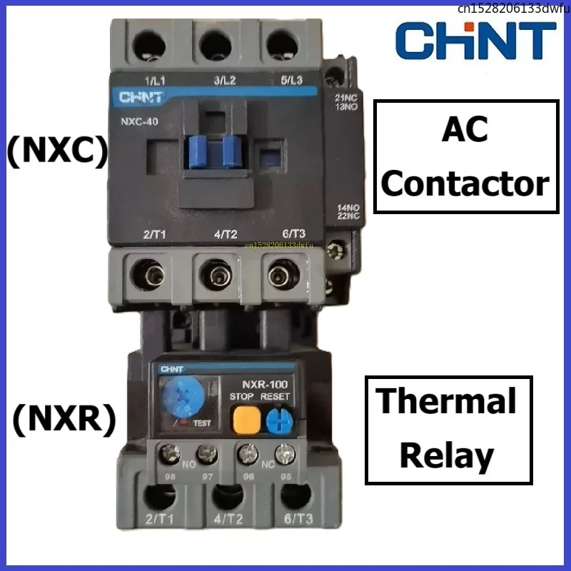 CHINT AC Contactor Combination with Thermal Relay NXR NXC-50 65A 85A 100A 24V 36V 110V 220V 380V NXC CJX2 LC1 LC1D LC1N NXR-100