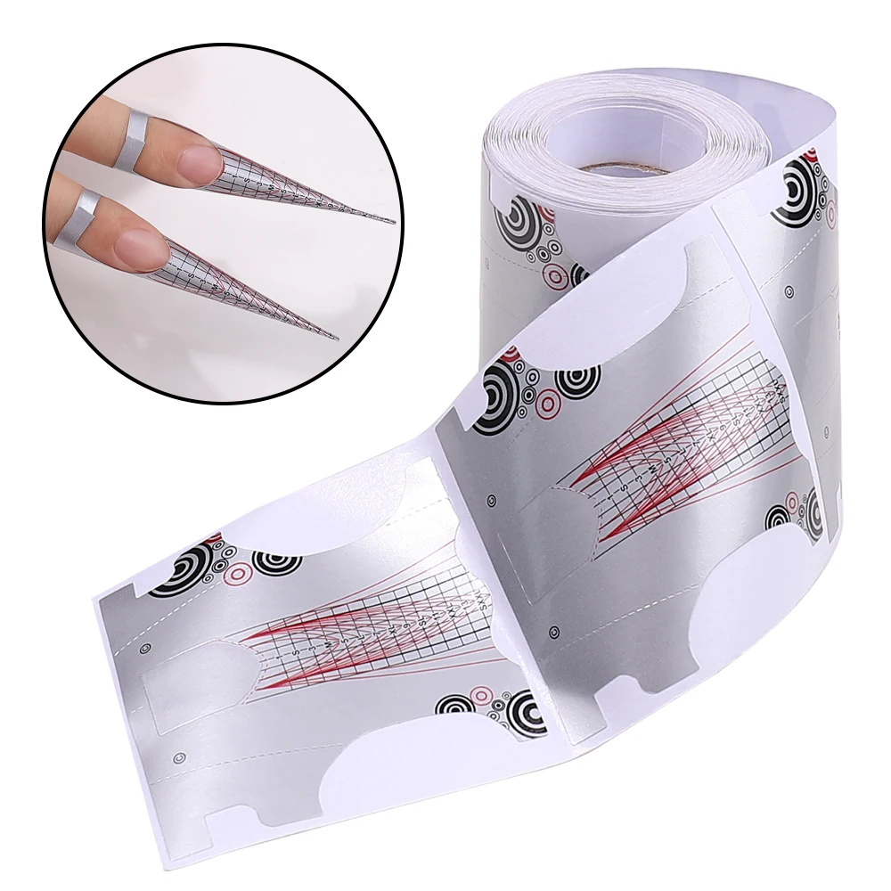 100 unids/lote puntas de formas de uñas francesas extensión de pegatinas de uñas acrílico UV Gel curva herramientas de arte de uñas postizas formas guía DIY juego de manicura