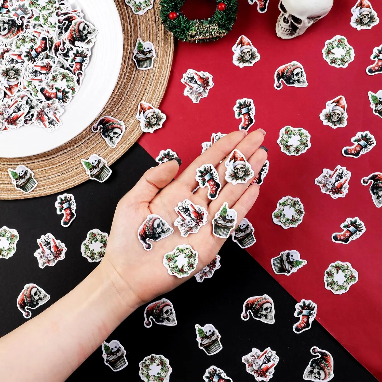 جورب إكليل قوطي ، ديكور الكريسماس ، قوطي حلويات ، جمجمة الكريسماس ، لوازم حفلات الأعياد ، الشتاء ، * * *