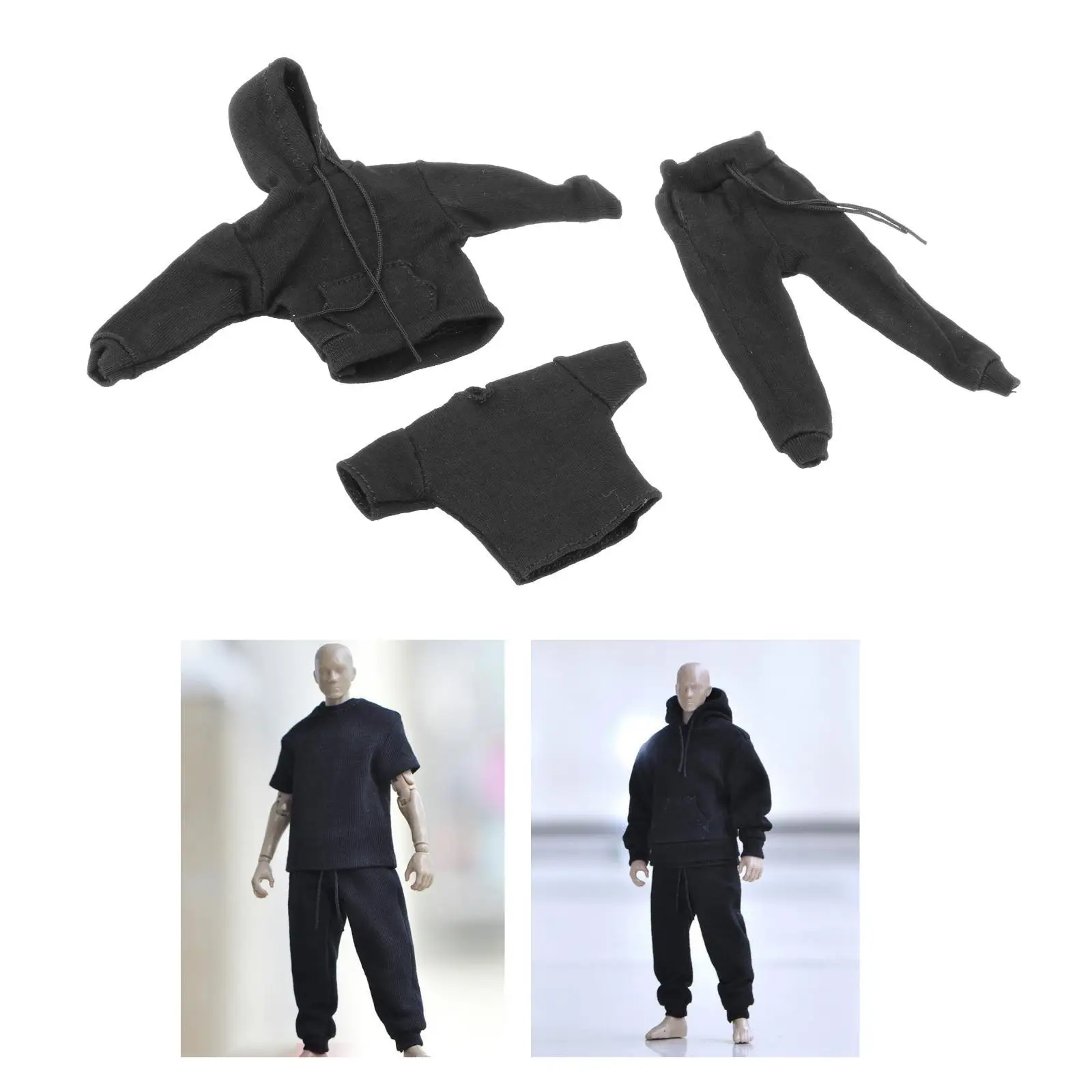 3x 1/6 Mans Sweatshirt Hosen Outfit für DID 2'' Actionfigur Kleidung