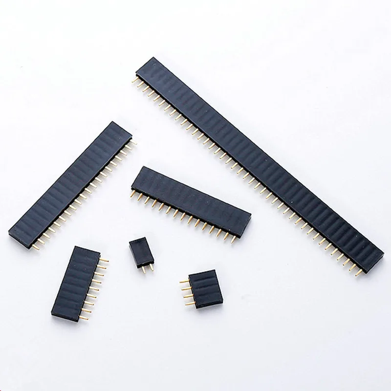 2.54mm Pitch Connector PCB Header Strip Single Row / Double Row Male To Female Socket Black 2/3/4/5/6/7/8/9/10/11/12/13/14/15Pin